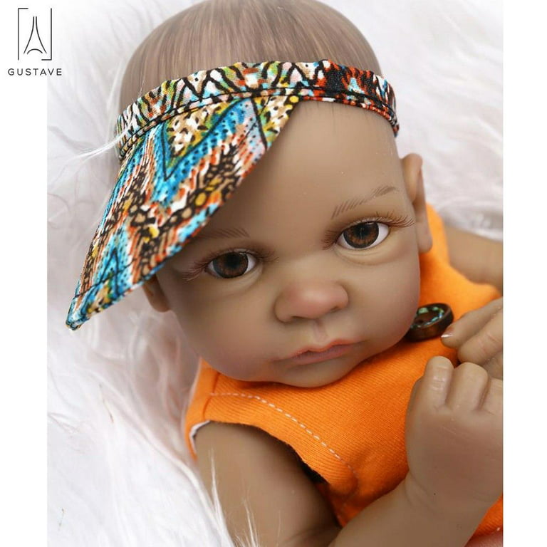ADFO 17'' Inch Black Reborn Baby Doll Lifelike Newborn Colored Reborn Dolls  Soft Vinyl Toy Christmas Gifts For Children Girls