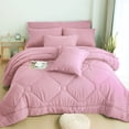 thumbnail image 1 of HIG Juego de Edredón Moderno de 8 Pzas con Sábanas para Todas las Estaciones, Cama en una Bolsa, Rosa Polvoriento, Tamaño King, 1 of 11