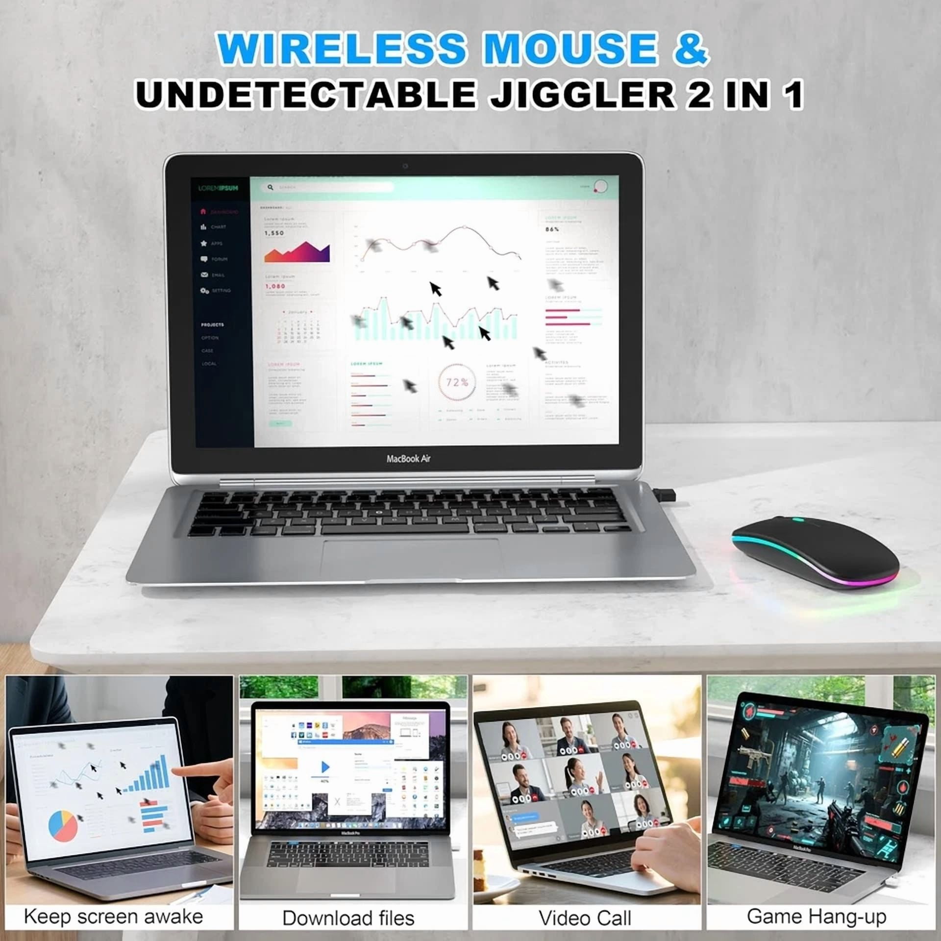BUTTERFLY- Bluetooth Led 2.4G Wireless Mouse Luminous Slim Design For Laptop - Matte Black