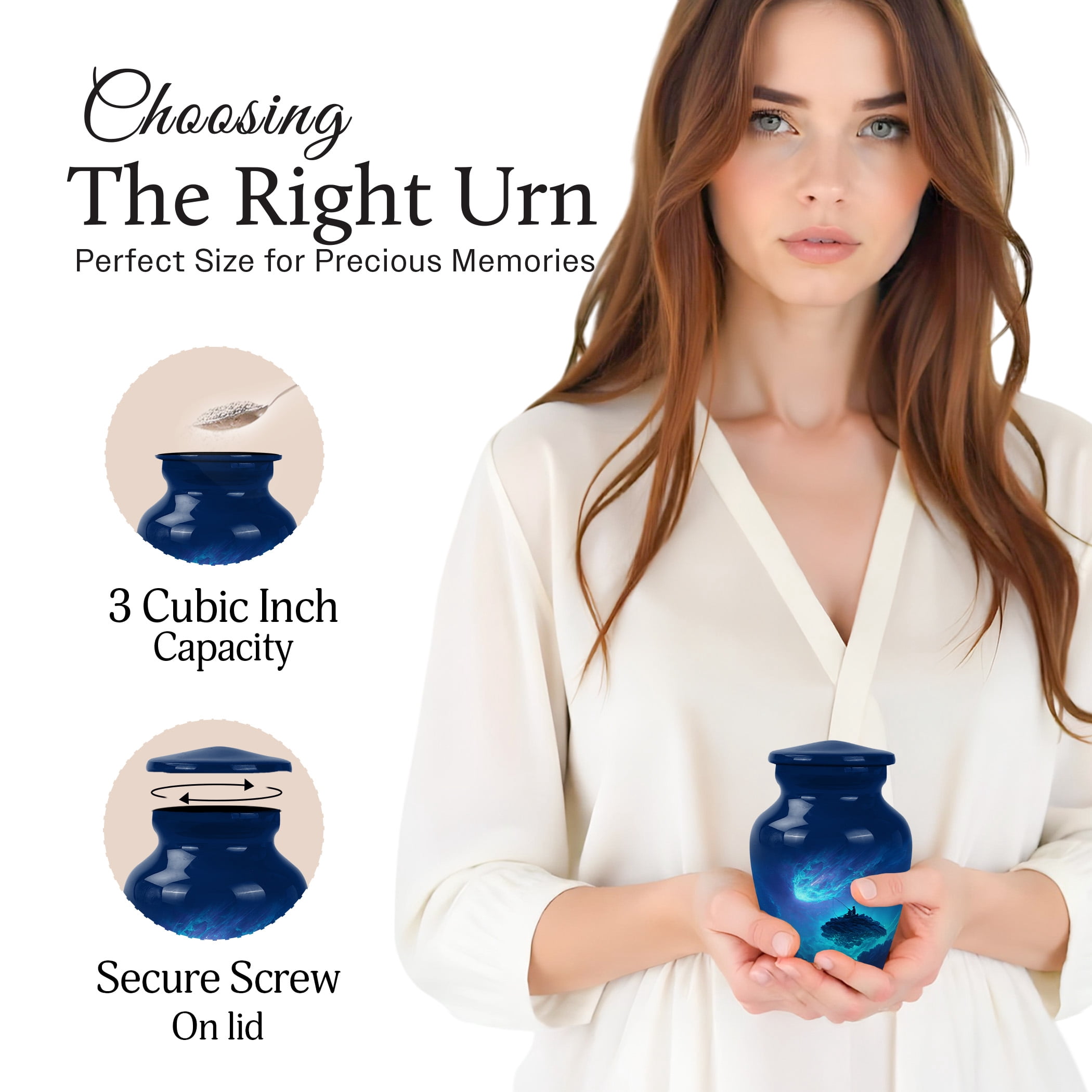 JAGSHASHI Fishing Mini Keepsake Urn For Ashes For Women – Fisherman Small Cremation Urn For Ashes Adult Male or Pets – Funeral Token Urns with Velvet Box – Memorial Tribute for Families (Blue 3 Inch)