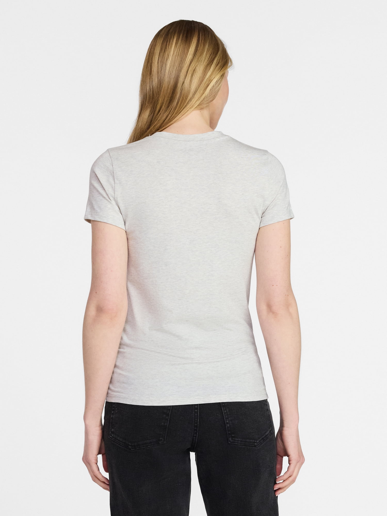 Time and Tru Women's Slim V Neck Tee with Short Sleeves, Sizes XS-XXXL