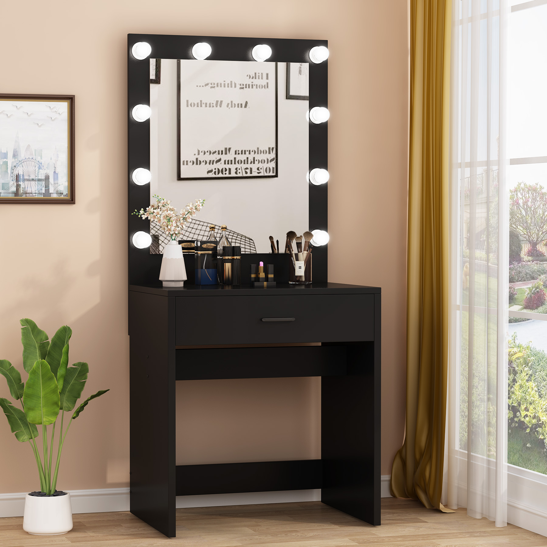 Tribesigns Vanity Table with 10 Cool Light Bulbs, Modern ...
