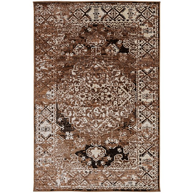Linon Vintage Nain Power Loomed Microfiber Polyester 9'x12' Rug in Beige