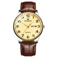 thumbnail image 3 of Resicozy Mens Watches Business Large Numer Easy to Quartz Watch Stainless Date Casual Round Watch Brown All Gold, 3 of 4