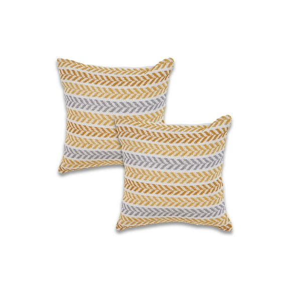 Ox Bay Orange Chevron Organic Cotton Square 2 Piece Pillow Feather Filled Set