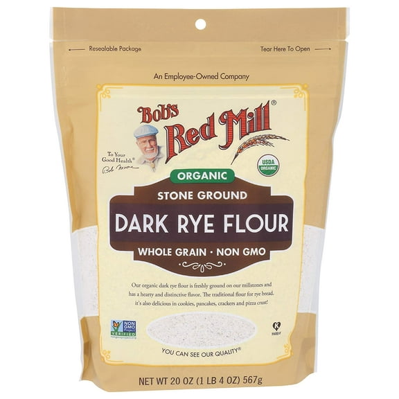 Bob's Red Mill, Organic Dark Rye Flour, Whole Grain, 20 oz Pack of 3