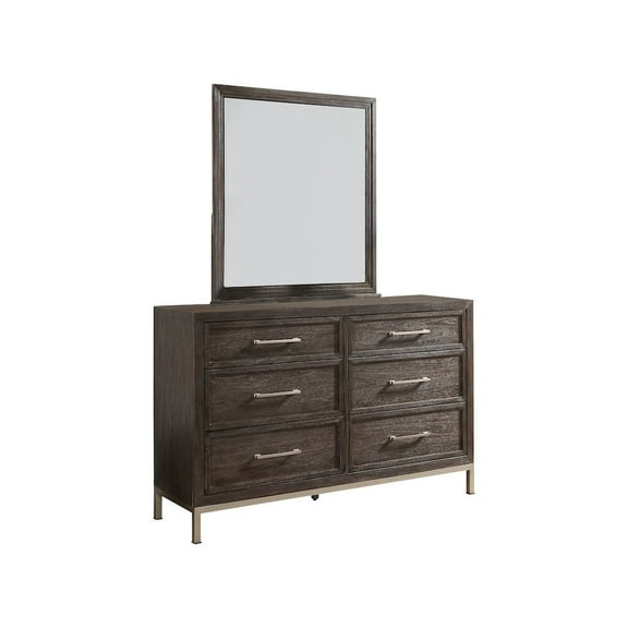 Steve Silver Broomfield Walnut Engineered Wood 6-drawer Dresser and Mirror