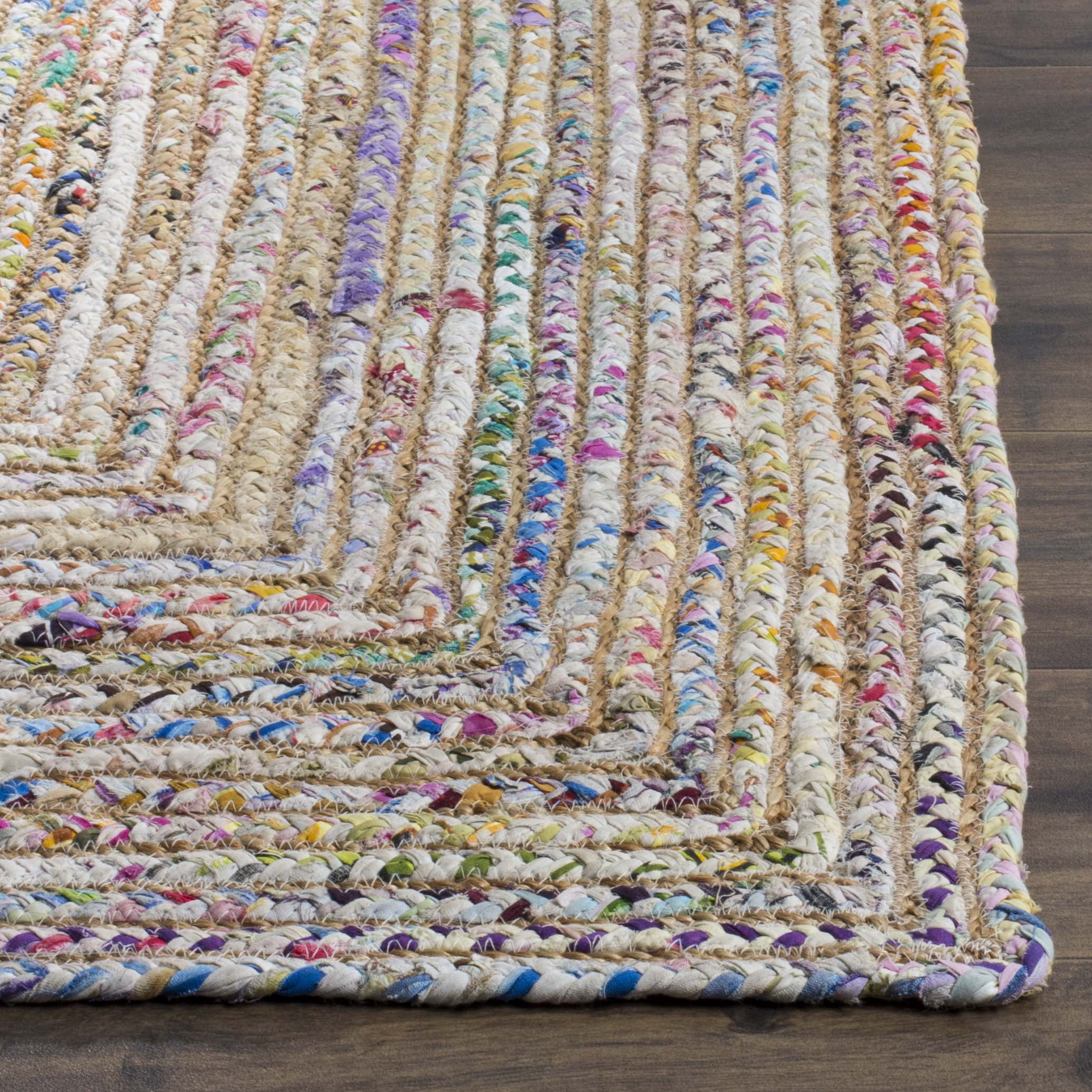 Safavieh  Handmade Cape Cod Marget Boho Coastal Jute Rug Beige/Multi 6' x 6' Square 6' Square Indoor, Handmade Square