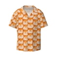 thumbnail image 2 of Lsque Beautiful Fox A print Men's Cuban Collar Short Sleeve Shirt Summer Beachwear Casual Button Down Fashionable Vacation Leisure Shirt-Large, 2 of 7