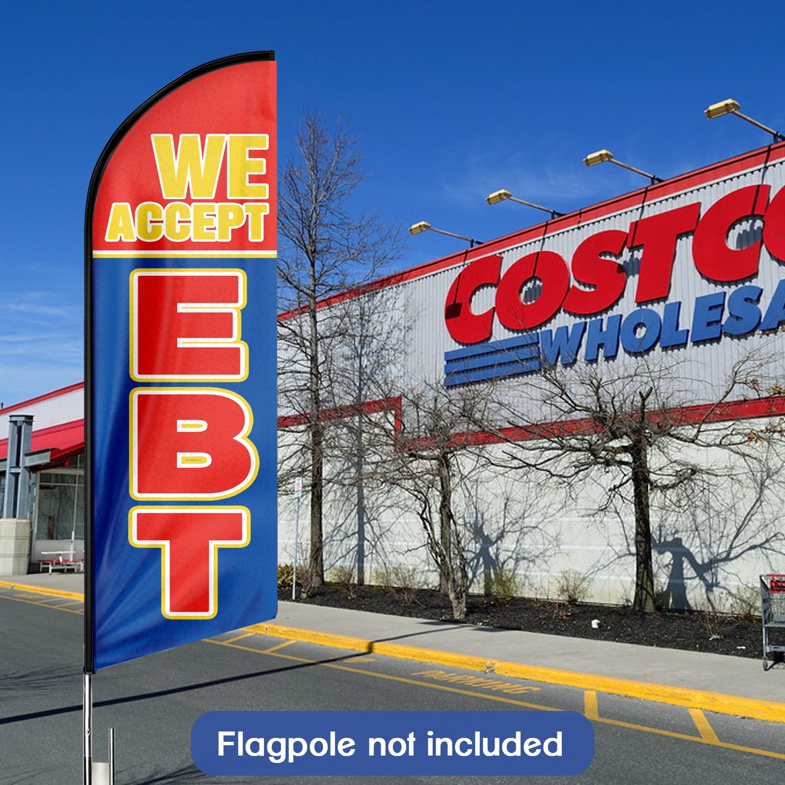 QSUM We Accept EBT Sign Feather Flag,8ft We Accept EBT Outdoor Advertising Flag, We Accept EBT Business Sign,We Accept EBT Swooper Flag（Flag Only）