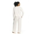 thumbnail image 6 of U.S. Polo Assn. Women's Long Sleeve Cotton Span Top and French Terry Wide Leg Pant Pajama Sleep Set, 2-Piece, Sizes S-3X, 6 of 8