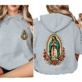 thumbnail image 4 of Unisex Religious Hoodie, “Virgen de Guadalupe” Double-Sided Our Lady of Guadalupe Graphic Hooded Sweatshirt, Classic Cotton Fabric, Sizes S–5XL, 4 of 7