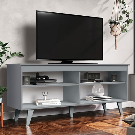Madesa TV Stand Entertainment Center with 4 Shelves and Cable Management for 50, 55 Inch Media Storage Living Room and Bedroom Modern Wooden Television Media Console - Grey