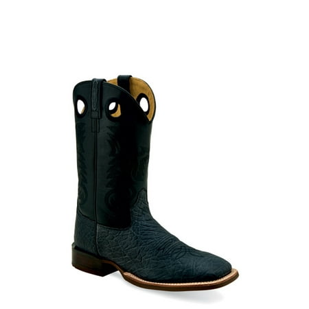 

Old West Mens Broad Square Toe Black/Black Leather Cowboy Boots 8 D