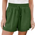 thumbnail image 1 of Pantalones cortos de pierna ancha para mujer, pantalones cortos de verano transpirables de Color puro con cintura alta elástica con cordón, 1 of 5