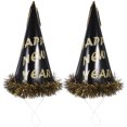 thumbnail image 1 of ADDHAT 2Ud Gorro Para Fiesta Año Nuevo En Negro Con Borlas Doradas Y Material, 1 of 6