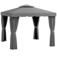 thumbnail image 1 of 10' x 10' Outdoor Patio Gazebo, Double-Tier Soft-Top Garden Shelter with Polyester Curtains & Mesh Screen, Rust-Resistant Steel Frame, Light Grey, for Backyard, Deck, Pool Area, 1 of 7