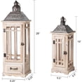 thumbnail image 2 of Large Rustic Wooden Metal Decorative Lantern Set of 2, Modern Farmhouse Floor Candle Lanterns with Drawer, Indoor/Outdoor Hanging Lanterns for Home Decor (No Glass), 2 of 5