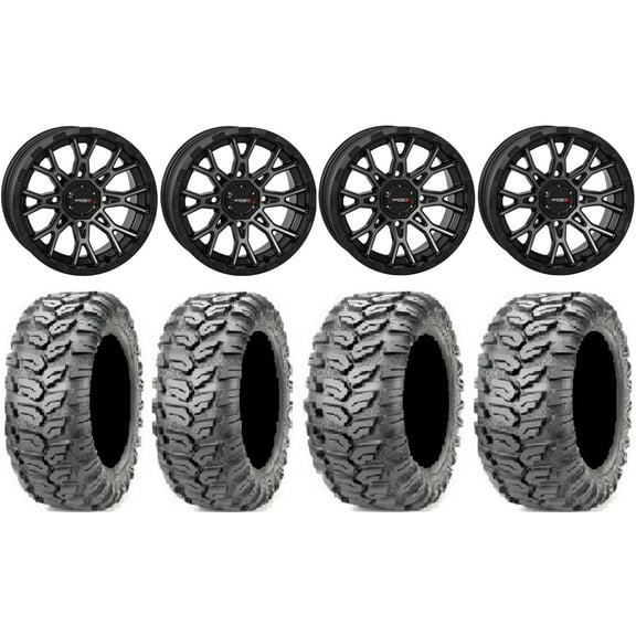 System 3 ST-6 12" Wheels Dark Tint 23" Ceros Tires Polaris RZR 170 Honda Recon