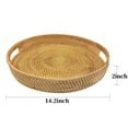 thumbnail image 2 of Kabuer Round Rattan Serving Tray, Decorative Woven Ottoman Tray with Handles for Coffee Table, 14 x 2.4 inch, 2 of 7