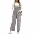 thumbnail image 2 of Gray Brunch Trousers Pants for Women Fall Summer Loose Fit Overall Flare Wide Leg Straight Leg Basic Long Bootcut Leg Overalls Trousers Pants One Piece Ladies 2025 XXL, 2 of 8