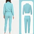 thumbnail image 4 of ASDFVBKG Scrubs Set for Women Long Sleeve Zipper Collar Scrub Tops Jogger Pants with Pockets Nursing Uniform Solid Drawstring Womens Scrub Suit Light Blue S, 4 of 4