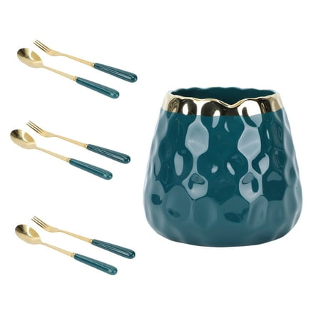 

Rosarivae 1 Set Dessert Spoons and Forks Set Stainless Steel Mixing Spoons (Green)