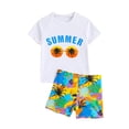 thumbnail image 1 of Huanglei Beachy Long Sleeve Rash Guard For Boys With Playful Letter Print – Sun Ready Swimwear For Kids Two Piece ,4-5 Years, 1 of 6