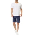 thumbnail image 2 of INSPIRE CHIC Men's Shorts Slim Fit Plaid Button Lightweight Twill Shorts 36 Navy, 2 of 7