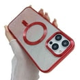 thumbnail image 2 of ELEHOLD MagSafe Compatible iPhone 12 Case, iPhone 12 Magnetic Glitter Case, Luxury Plating Clear Case for Women Girls Shockproof Back Cover, Gradient Red, 2 of 6