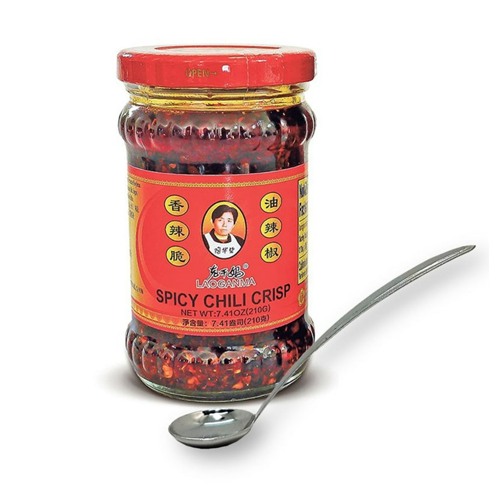 Lao Gan Ma Spicy Chili Crisp Roasted Hot Chili Sauce 7.41 Oz with 1