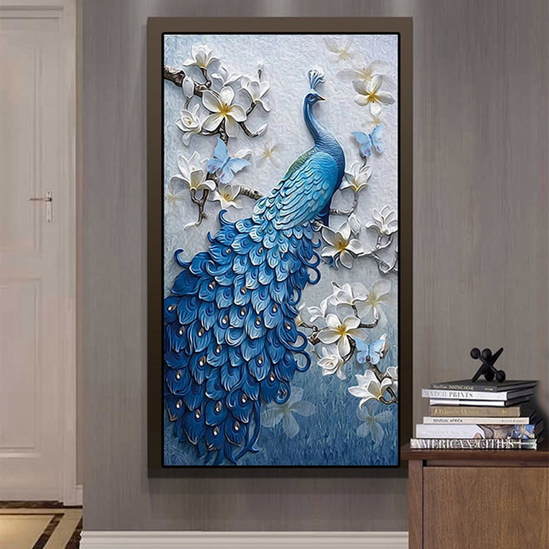 Peacock Pattern DIY 5D Diamond Painting Kit, Abstract Art