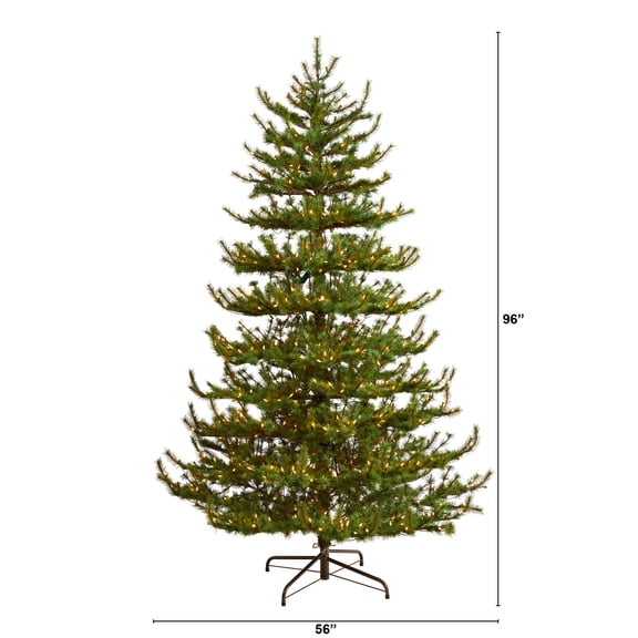 Nearly Natural 8ft. Prelit Vancouver Mountain Pine Artificial Christmas Tree, Green