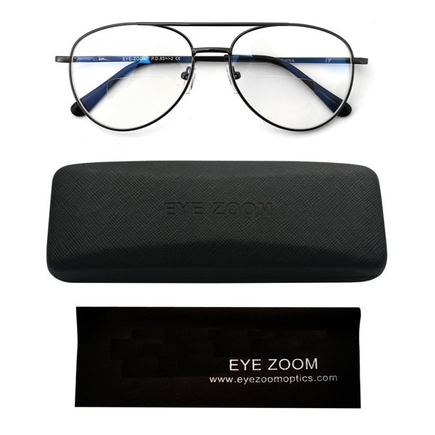 EYE ZOOM Blue Light Blocking Bifocal Reading Glasses Aviator Style Anti