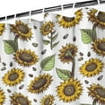 thumbnail image 3 of Sunflower Wildflower Boho Shower Curtain 72x72 for Bathroom, Yellow Floral Bee Butterfly Pattern, Quick-Dry Rustic Polyester with Hooks, Country Farmhouse Vintage Style, 3 of 5