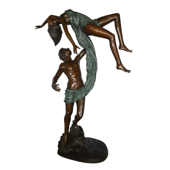 Nifao Ballet Man raising Lady Bronze Statue – Outdoor Garden Decor Sculpture, 54"L x 33"W x 69"H