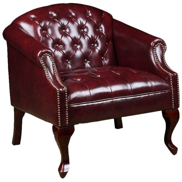 Pemberly Row Faux Leather Tufted Arm, Leather Tufted Club Chair