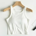 thumbnail image 7 of Women's Bras With Underwire On Solid Color RoundNeck Tank Top With Built In Bra Camisoles For Under Clothes Spaghetti Strap Cami, 7 of 7