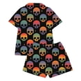 thumbnail image 4 of SJLDQY Girls Halloween Pajama Sets Skull Graphic Short Sleeve Shirts and Shorts 2 Piece Sets Casual Hallowmas Sleepwear Button Down Pjs Sets, 4 of 5