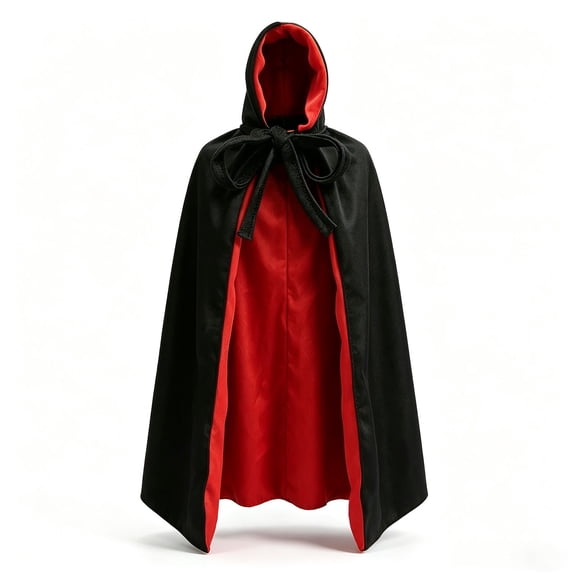Vampire Hooded Wine Bottle Cape Cover, Black Red Reversible Bottle Dress for Halloween Table Decor, Party Dinner Wine Bottle Ornament
