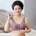 thumbnail image 6 of 3 Pcs Cotton Front Button Bra Convenient Snap Sleep Bra Comfortable Easy Close Sports Bras with Padded for Middle Aged Women, Fresh Colors, 6 of 10