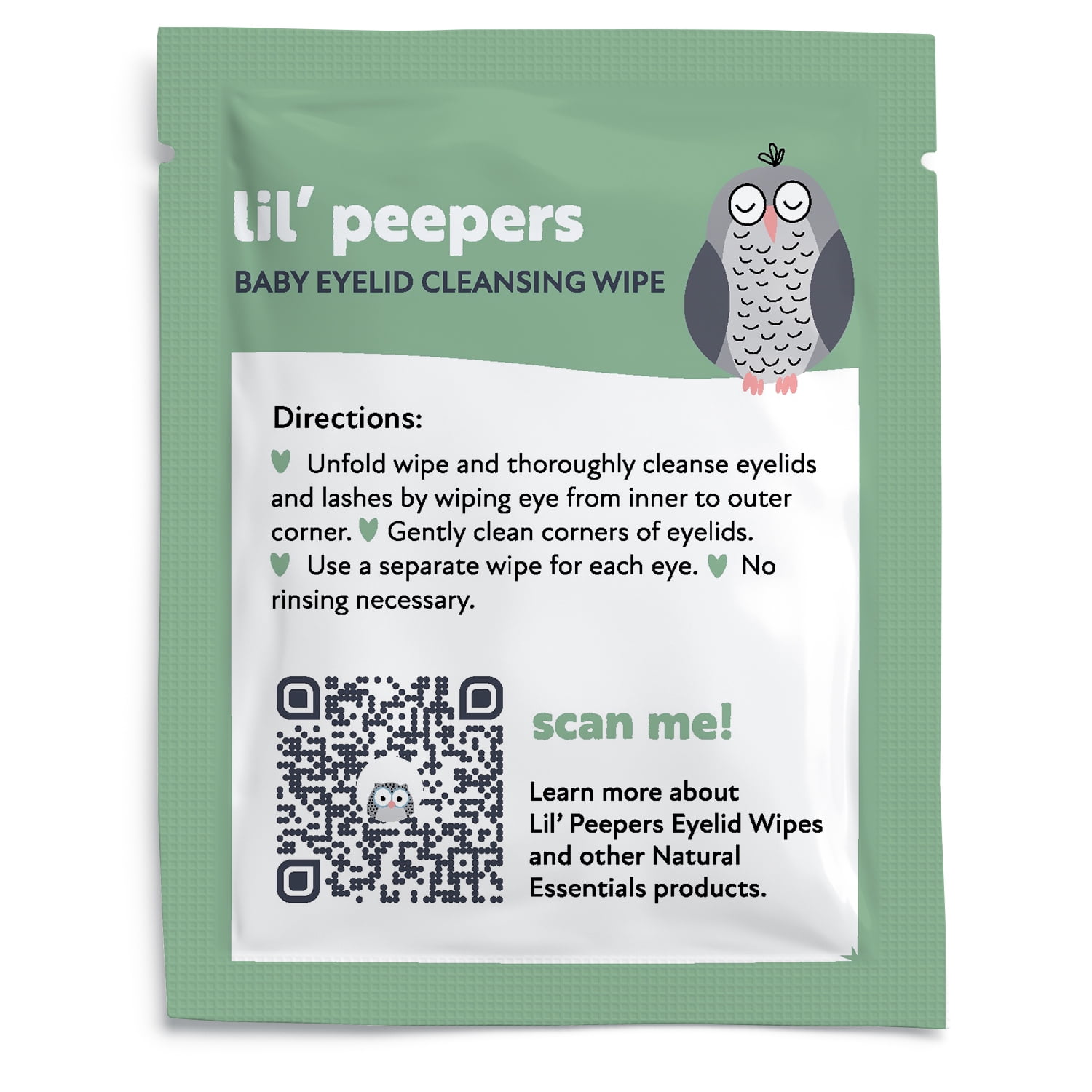 Natural Essentials Lil' Peepers Baby & Kids Eye Wipes, Eyelid & Eyelash Cleansing, Gentle Tear Duct & Eye Discharge Cleaner for Infants & Sensitive Eyes, Alcohol-Free, 2 Pack (60 Total Wipes)