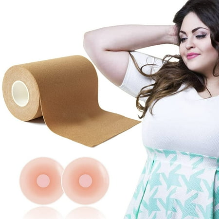 Boob Tape 4 inch Wide Plus  Breast Tape  BoobyTape for Breast Lift  for A-G Cup and Big Large Size Self Adhesive Bra Tape Body Tape for Chest Support  Fashion Push up in Any Dress(Nude A)