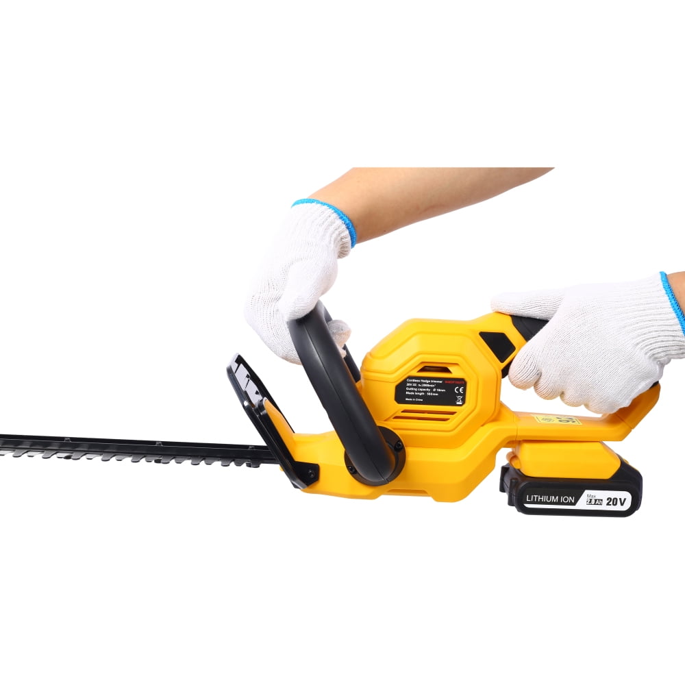 HomePerch 20V Cordless Hedge Trimmer, 22 Inch Dual-Action Steel Blade, Low Vibration Bush Cutter with Battery & Charger Included
