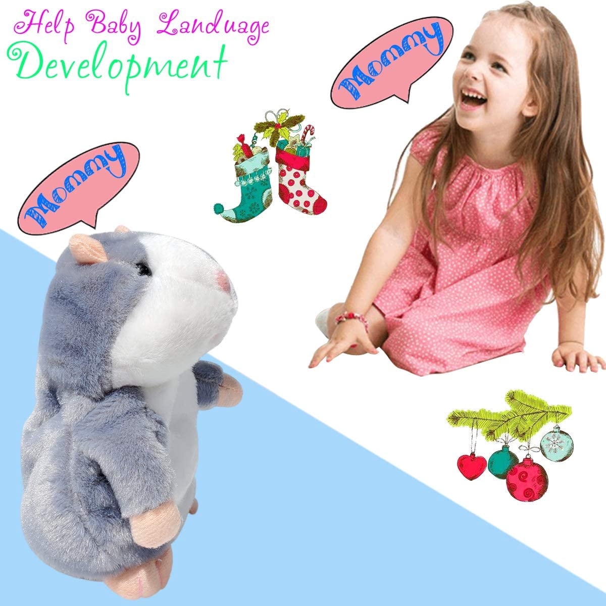 Casewin 2 Pack Talking Hamster Mouse Plush Interactive Toy Repeat What You Say Mimicry Pet Talking Record for Early Learning Gray and Brown