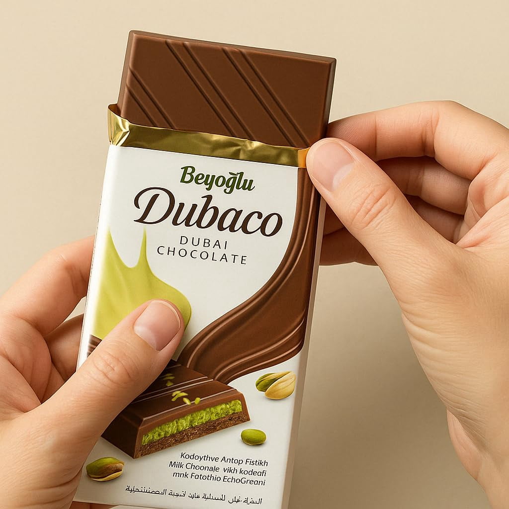 2 Pack - Beyoglu Dubaco Dubai Chocolate Bar Pistachio I Viral Knafeh Chocolate Bar with Pistachio Cream and Kataifi, 3.36 oz (95gr)