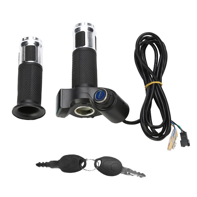 Acelerador giratorio universal con pantalla LED de voltaje de 5 cables para scooter eléctrico de 12-99 V (plateado)