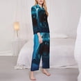 thumbnail image 3 of Lsque Open-Mouthed Shark Pattern Long Sleeve Pajama Set for Women - Soft 2-Piece Sleepwear and Loungewear Set with Pockets, Comfy Nightwear-Medium, 3 of 7