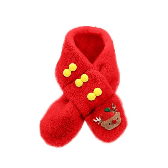 Zwiiyzr Kids Christmas Scarf Winter Knitted Kids Scarves Cute Solid Thick and Warm Neck Warmer for Boys Girls Christmas Gifts 1-12 Years Red