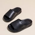 thumbnail image 4 of Cloud Slides for Women and Men Platform House Slippers Nonslip Quick Drying Soft Lightweight Shower Shoes Slip on Open Toe Sandals Black Size 6.5, 4 of 7